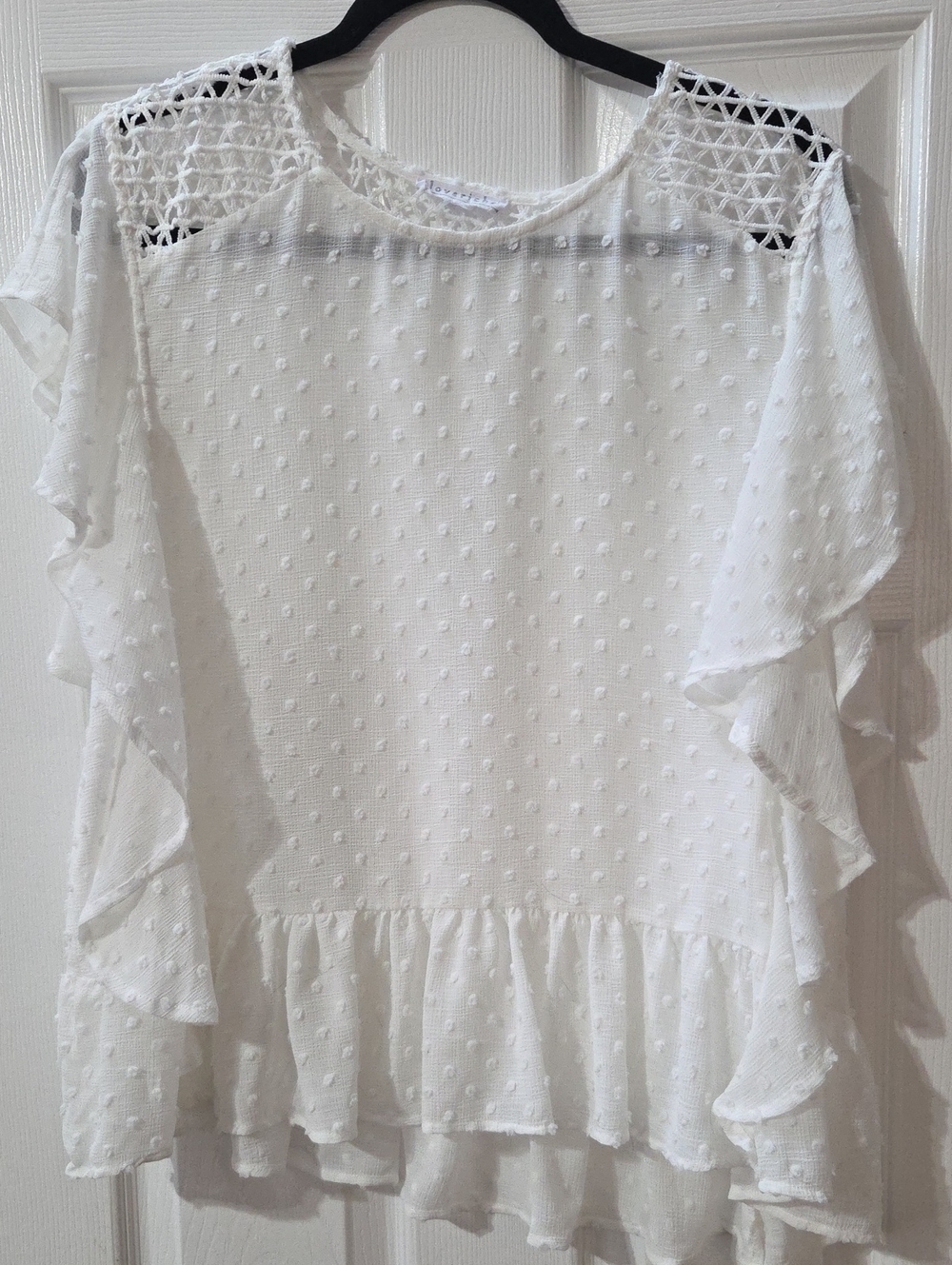 Love Riche White Textured Dot Blouse